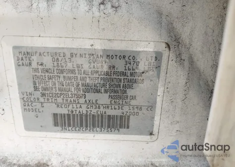 2014 Nissan Versa Note Sv z USA, uszkodzony, nr VIN 3N1CE2CP2EL375579